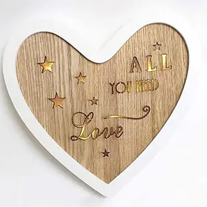 SHATCHI Wooden LED Light Up Table Frame Love Plaque Standing Christmas Office Desktop Decorations