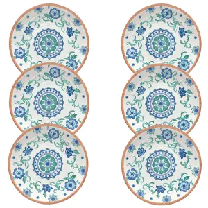 Purely Home Turquoise Floral Melamine Side Plates - Set of 6