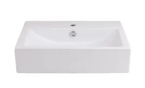 GoodHome Albena Gloss White Rectangular Counter top Basin (W)54cm