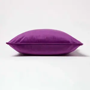 Homescapes Purple Filled Velvet Cushion with Piped Edge 46 x 46 cm