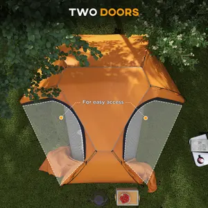 Outsunny Camping Tent Dome Tent with Removable Rainfly for 1-2 Man, Orange