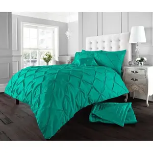 Barney Solid Colour Duvet Cover Set with Pillowcases Deep Teal / Double - 2 Standard Pillowcases