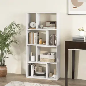 COSTWAY 5-Tier Geometric Bookshelf 120 CM Tall Bookcase Modern 8-Cube Display Shelving