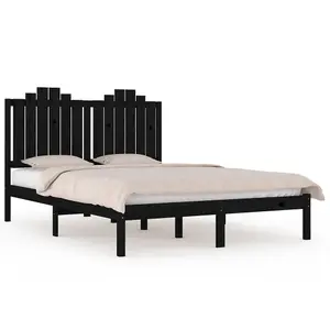 Berkfield Bed Frame Black Solid Wood Pine 140x190 cm