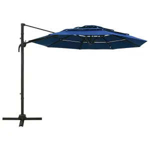 Berkfield 4-Tier Parasol with Aluminium Pole Azure Blue 3x3 m