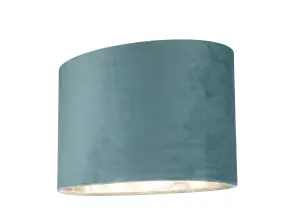 GoodHome Bodmin Light blue Silver effect Oval Lamp shade (D)30cm