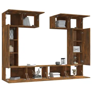 Berkfield 6 Piece TV Cabinet Set Smoked Oak Engineered Wood