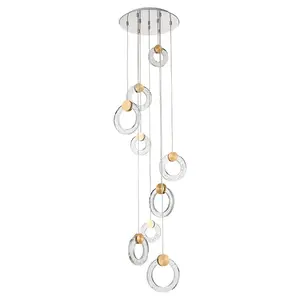 Luminosa Contemporary LED Cluster Pendant Ceiling 9 Light Gold, Glass 3000K