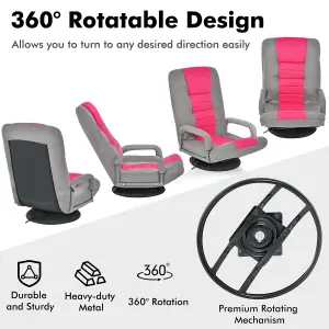 Costway Folding Floor Gaming Sofa Chair 6-Position Adjustable Recliner Swivel Armchair