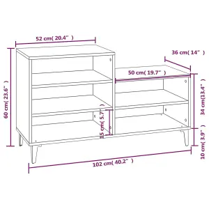 Berkfield Shoe Cabinet Brown Oak 102x36x60 cm Engineered Wood