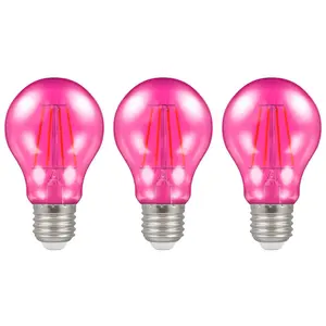 Crompton Lamps LED GLS 4.5W E27 Harlequin IP65 Pink Translucent (3 Pack)