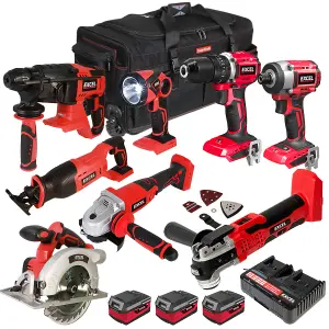 Excel 18V 8 Piece Power Tool Kit with 3 x 4.0Ah Battery & Charger EXL9037