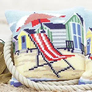 CUSHION BEACH CHAIR - Cross Stitch Kit: Cushion: Beach Chair - Vervaco