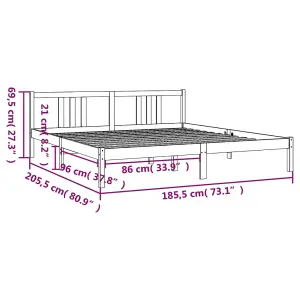 Berkfield Bed Frame Grey Solid Wood 180x200 cm Super King Size