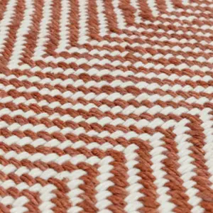 Handmade Kilim Modern Rust Geometric Cotton Jute Rug for Living Room and Bedroom-200cm X 290 cm