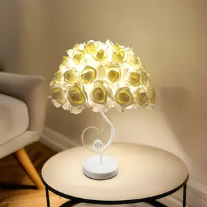 E27 Rose Flower Umbrella-shaped Lampshade Table Lamp Fixture Decor - Warm Light