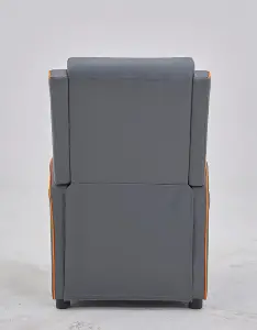 Nova Gaming Racer Recliner Ergonomic Leather Computer Chair Cinema Armchair, Grey with Orange Trim