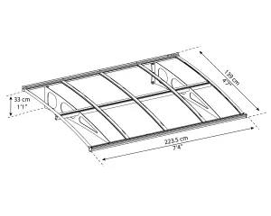 Palram - Canopia Bordeaux Door canopy, (H)330mm (W)2235mm (D)139mm