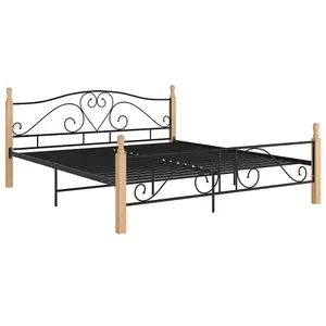 Berkfield Bed Frame Black Metal 180x200 cm 6FT Super King