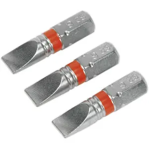 3 PACK 25mm Slotted 6mm Colour-Coded Power Tool Bits - S2 Steel Dill Bit