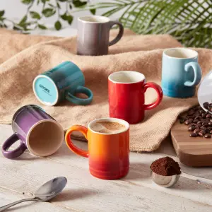 Cooks Professional 6 x Espresso Cups Mugs Set Stoneware Multi-Coloured Ceramic