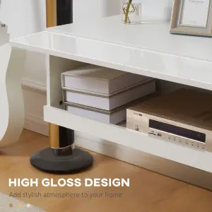 HOMCOM High Gloss TV Stand Unit Wall Mounted with LED Lights, White