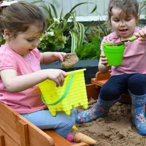 Sandpit - Square Wooden Sand Pit with Folding Lid - 96cm by 96cm - With fold out Seats