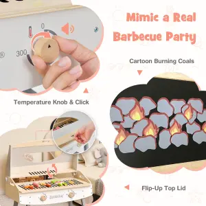 Costway Kids Barbecue Grill Playset Wooden Pretend Toy BBQ Set Cooking Gift