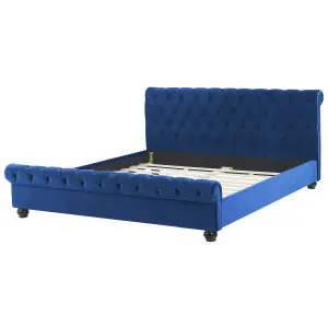 Velvet EU Super King Bed Blue AVALLON