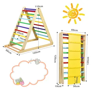 Costway Wooden Foldable Triangle Climber Step Training Ladder Pikler Toddler With Ramp