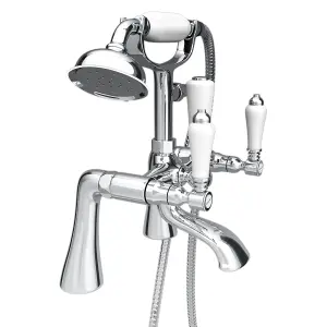 Imperior Traditional Chrome Deck Mounted Bath Shower Mixer Tap With Handheld Kit