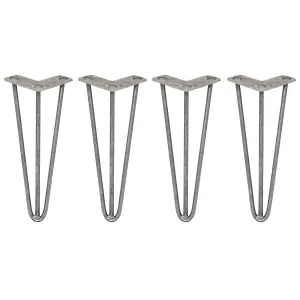 4 x Hairpin Leg - 12 - Unfinished - 3 Prong - 10m