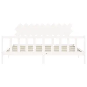 Berkfield Bed Frame with Headboard White 200x200 cm Solid Wood