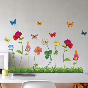 Walplus Happy Garden With Butterflies Kids Sticker PVC Multicoloured