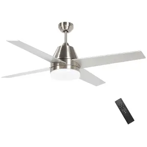 HOMCOM Mounting Reversible Ceiling Fan with Light, Remote, Silver & Black