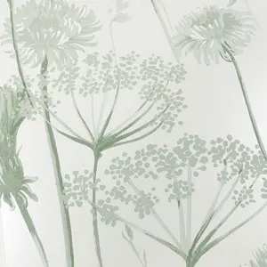 Catherine Lansfield Meadowsweet Floral Wallpaper Sage Green Muriva 165584