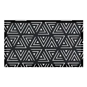 Black Geometric Triangles Indoor & Outdoor Doormat - 70x40cm