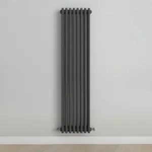 Vertical Anthracite Triple Column Radiator (H) 1500mm x (W) 380mm, 5805 BTU.