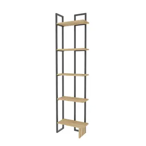 Alica 180cm H Corner Bookcase Black/Oak