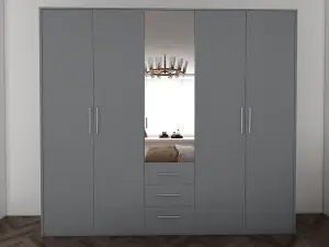 swindon Grey 5 door 3 drawer Wardrobe