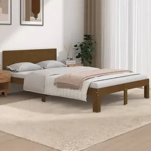 Berkfield Bed Frame Honey Brown Solid Wood 120x190 cm Small Double