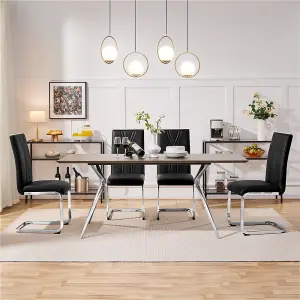 Yaheetech 2PCS Black Faux Leather Dining Chairs with Metal Legs