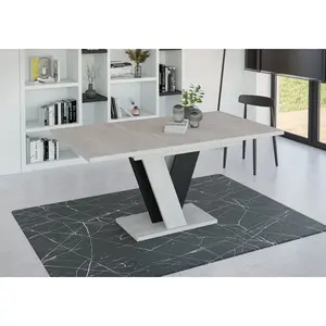 Extendable Dining Table Ameila Light Grey/Black