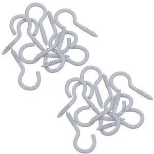 Screw Hook Fasteners Hangers White Plastic Finish 14mm Dia 40mm length 20pc