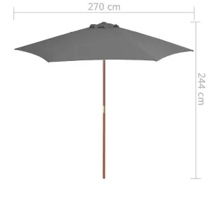 Berkfield Outdoor Parasol with Wooden Pole 270 cm Anthracite