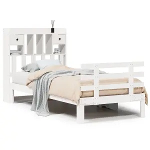 Berkfield Bookcase Bed without Mattress White 100x200cm Solid Wood Pine