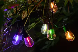 Solar RGB Meteor Show String Lights, 10 Meters 10 Lamps, IP44