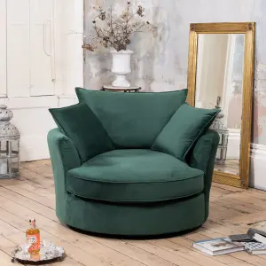 Havana Velvet Fabric Swivel Based Base Cuddle Chair - Green