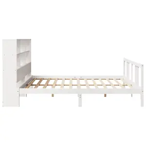 Berkfield Bookcase Bed without Mattress White 200x200cm Solid Wood Pine