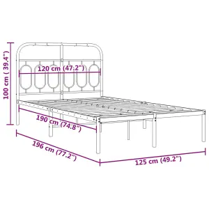 Berkfield Metal Bed Frame without Mattress with Headboard White 120x190cm